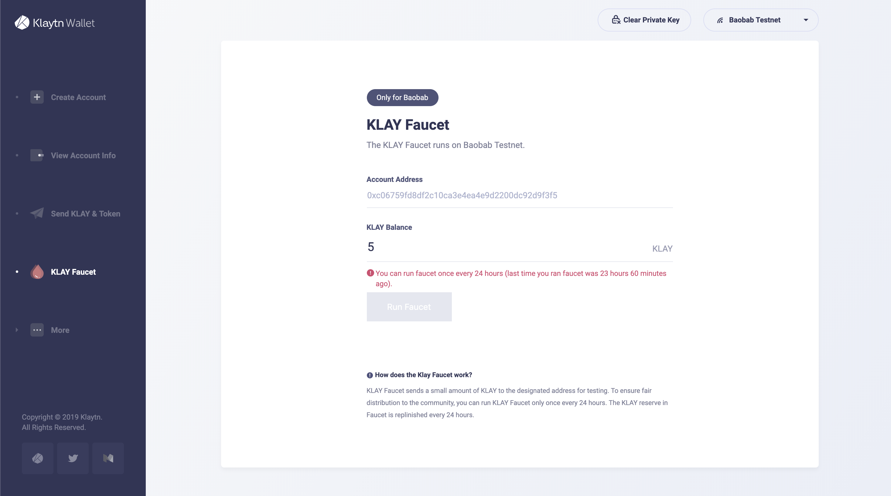 create-account &amp; run-klay-faucet